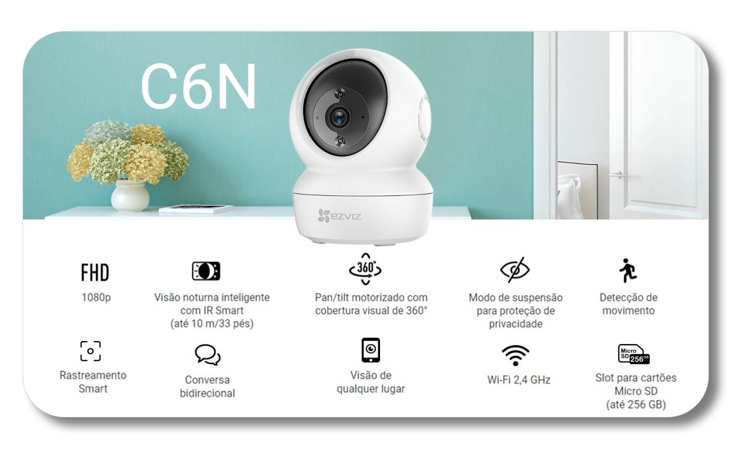 Automação residencial Câmera WI-FI Inteligente C6N EZVIZ