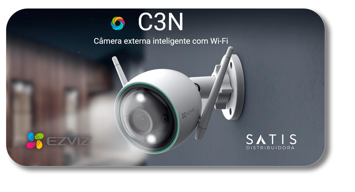 Automação residencial Câmera externa inteligente com Wi-Fi - C3N